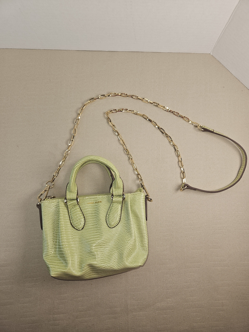 Anne Klein Light Green Snake Mini Chain-Handle Tote